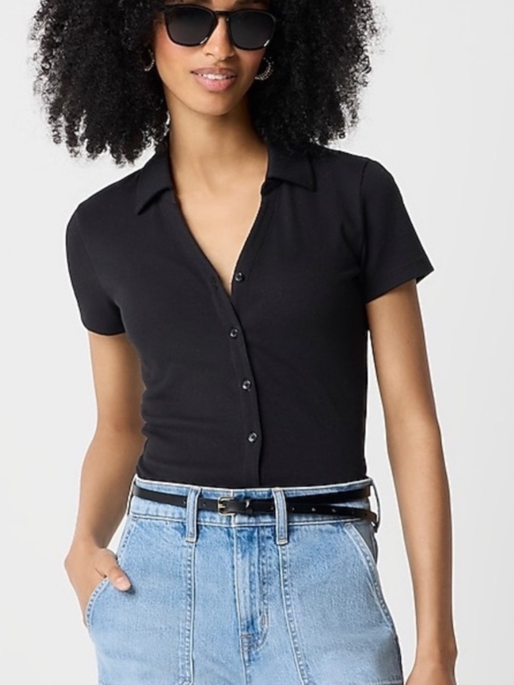 J. Crew Ribbed button-up polo top